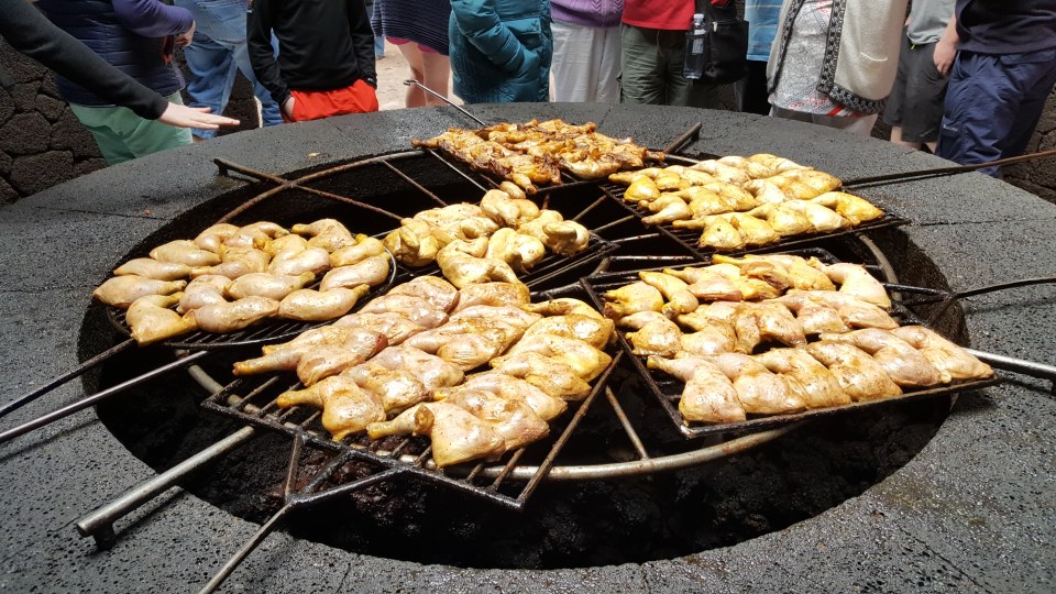 Lanzarote South Tour -- chicken cooking 